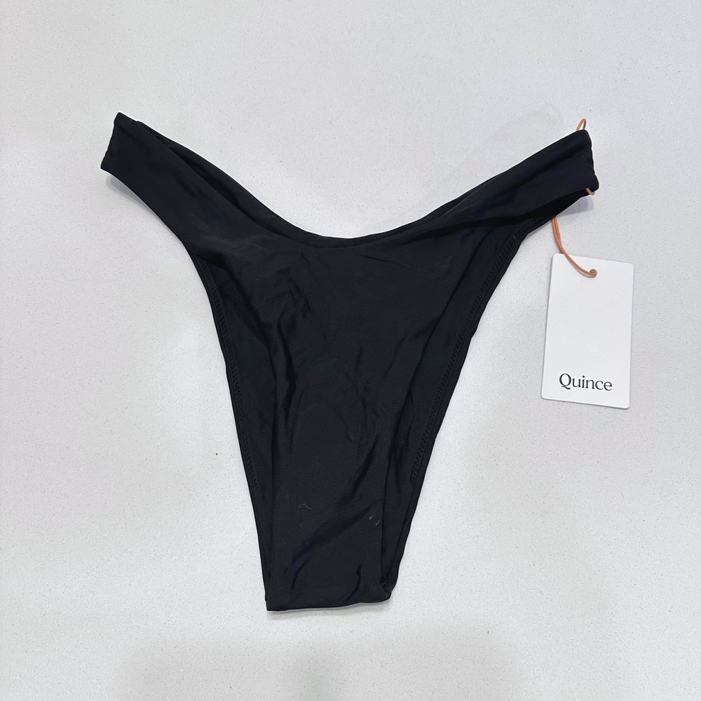 Quince Black High Leg Cheeky Bikini Bottom Recycled Polyamide XS NWT